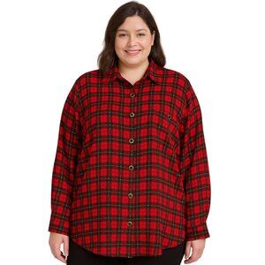 Vintage 80s 90s Elisabeth Liz Claiborne Red Plaid Button Down Blouse Plus Sz 20